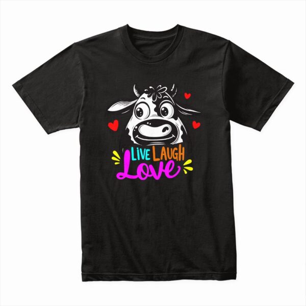 Bella Canvas 3001c Cotton T shirt Black 00023 Live Laugh Love Cow