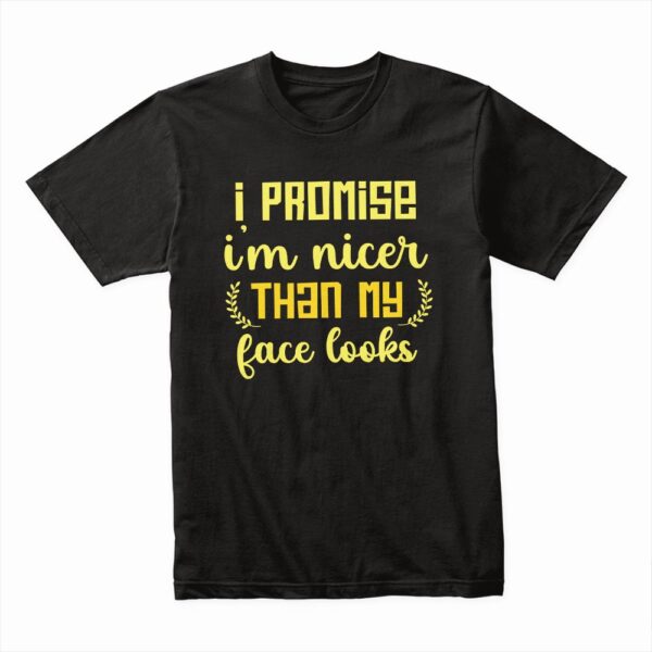 Bella Canvas 3001c Cotton T shirt Black 00058 I Promise I Am Nicer Than My Face Looks