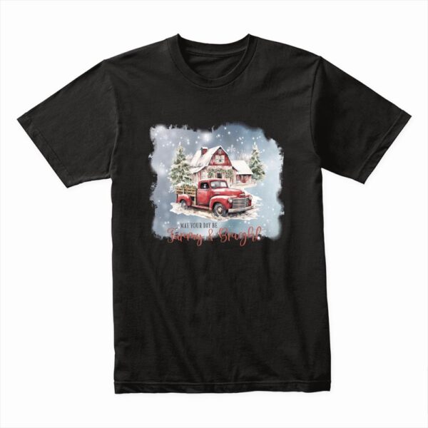 Bella Canvas 3001c Cotton T shirt Black 00225 Christmas Truck Winter Farm