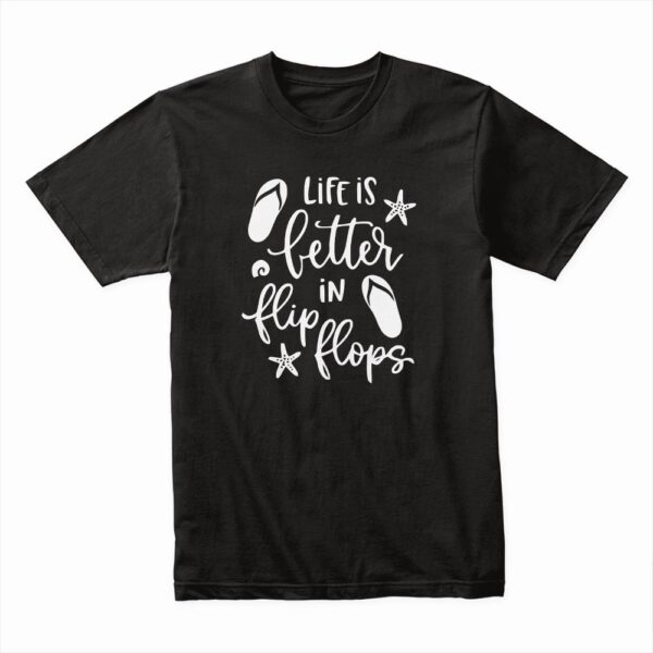 Bella Canvas 3001c Cotton T shirt Black 00264 Life Is Better In Flip Flops