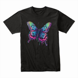 Bella Canvas 3001c Cotton T shirt Black 00267 Psychedelic Illustration Of A Butterfly