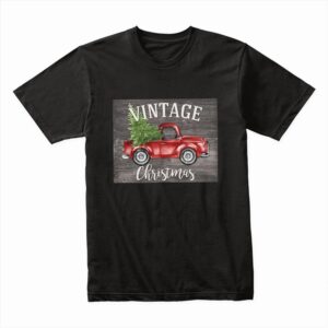 Bella Canvas 3001c Cotton T shirt Black 00310 Vintage Christmas Red Truck