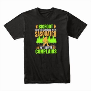 Bella Canvas 3001c Cotton T shirt Black 00332 Bigfoot Is Often Confused With Sasquach Yeti Never Complains