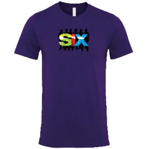 SIX T shirt Purple with Multi Logo