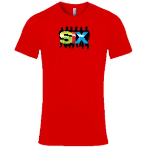 SIX T shirt Red with Multi Logo
