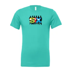SIX T shirt Teal with Multi Logo